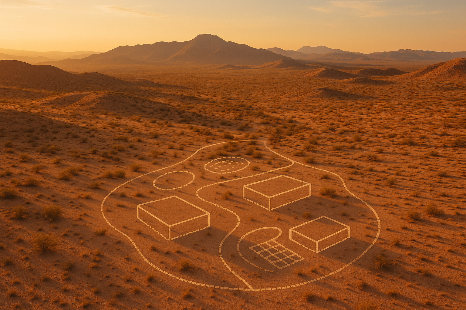 Aerial view of desert land with potential for sanctuary development