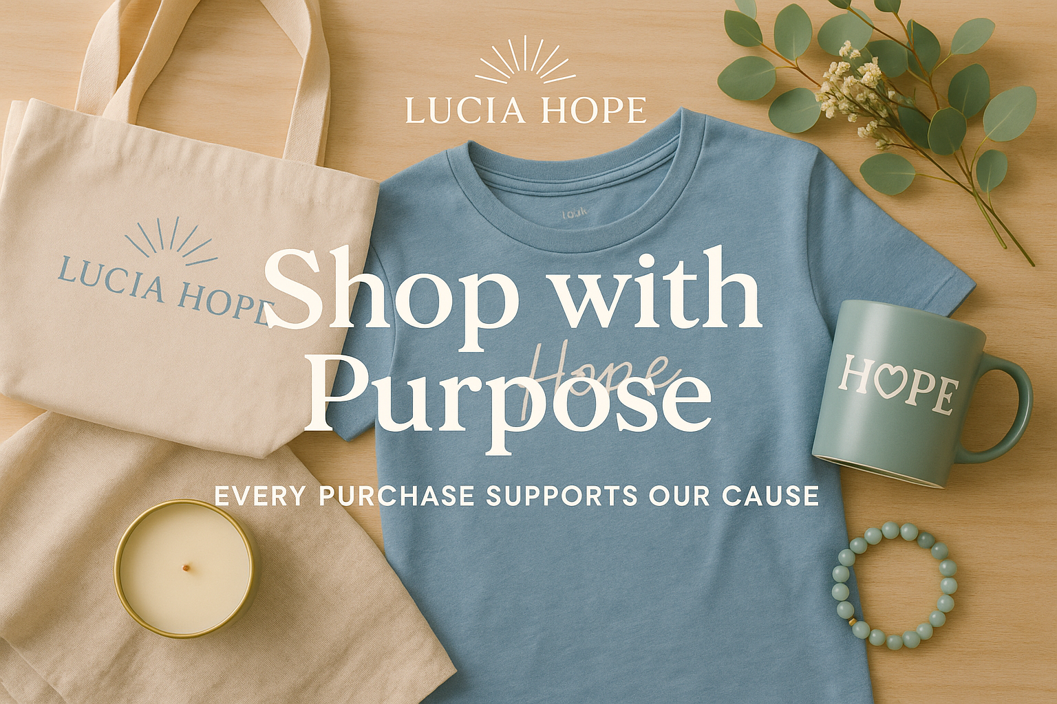 Shop with Purpose - Lucia Hope products supporting non-profit cause
